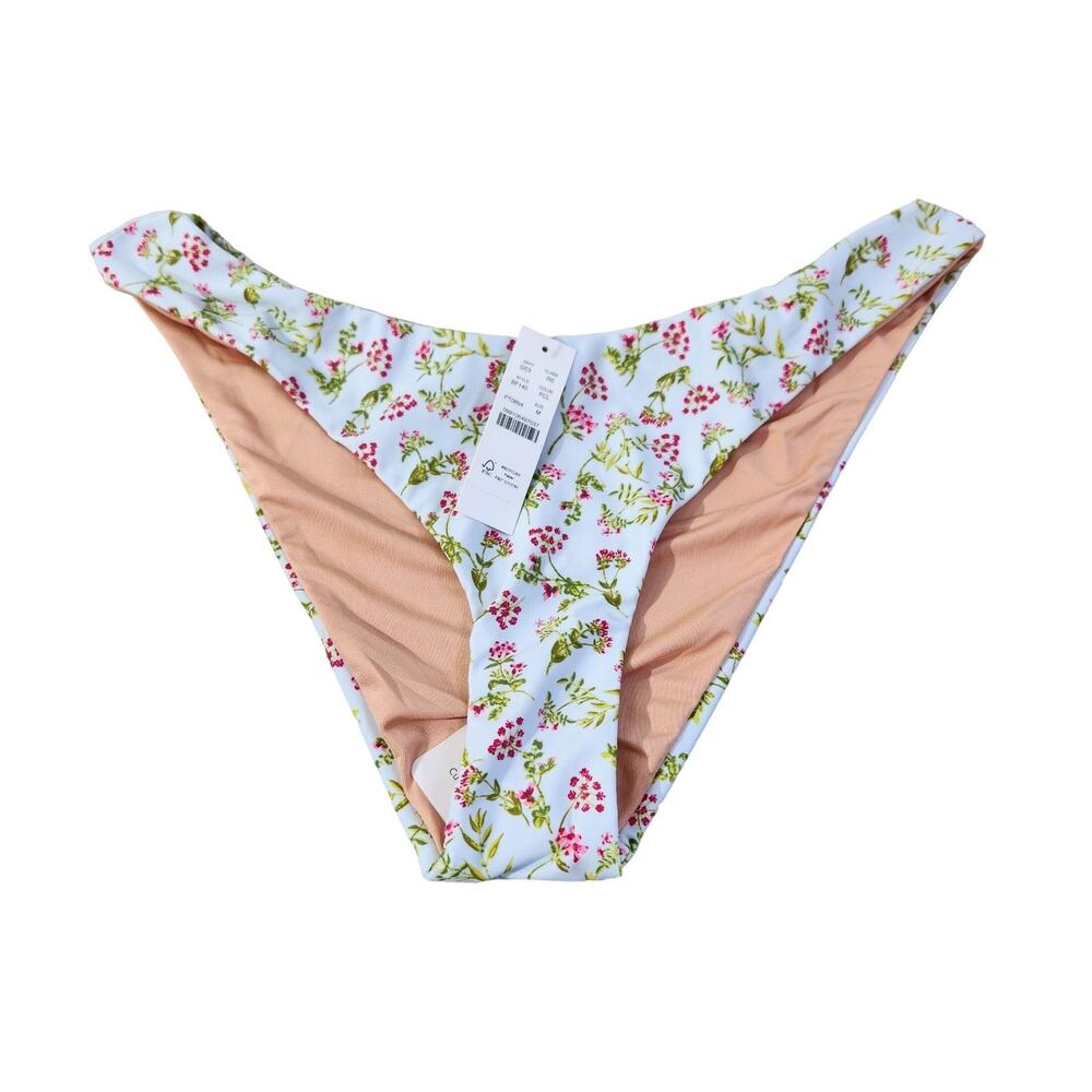 J. Crew High Rise Bikini Bottom Cloud Meadow Floral Blue NWT Womens Size M